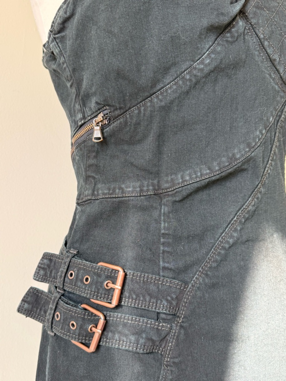 Vintage Diesel Denim Mini Dress | Asymmetrical Zip Detail | Y2K Grunge - Picture 4 of 16